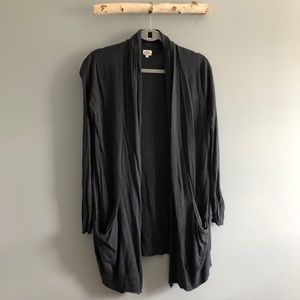 Wilfred charcoal long cashmere blend open cardigan